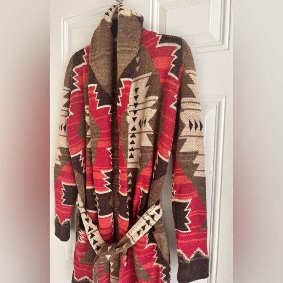Lauren Ralph Lauren Red and Brown Patterned Cardigan - Picture 6 of 16